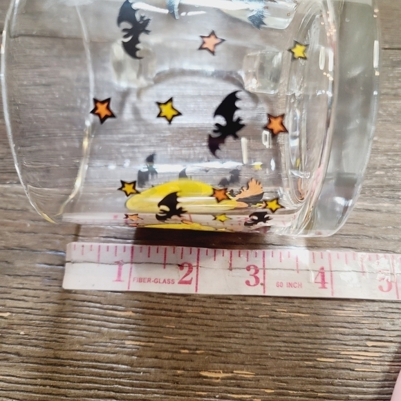 Vintage Halloween Clear Glass Witch Full Moon Bats Mug Set of 6 - Picture 4 of 11